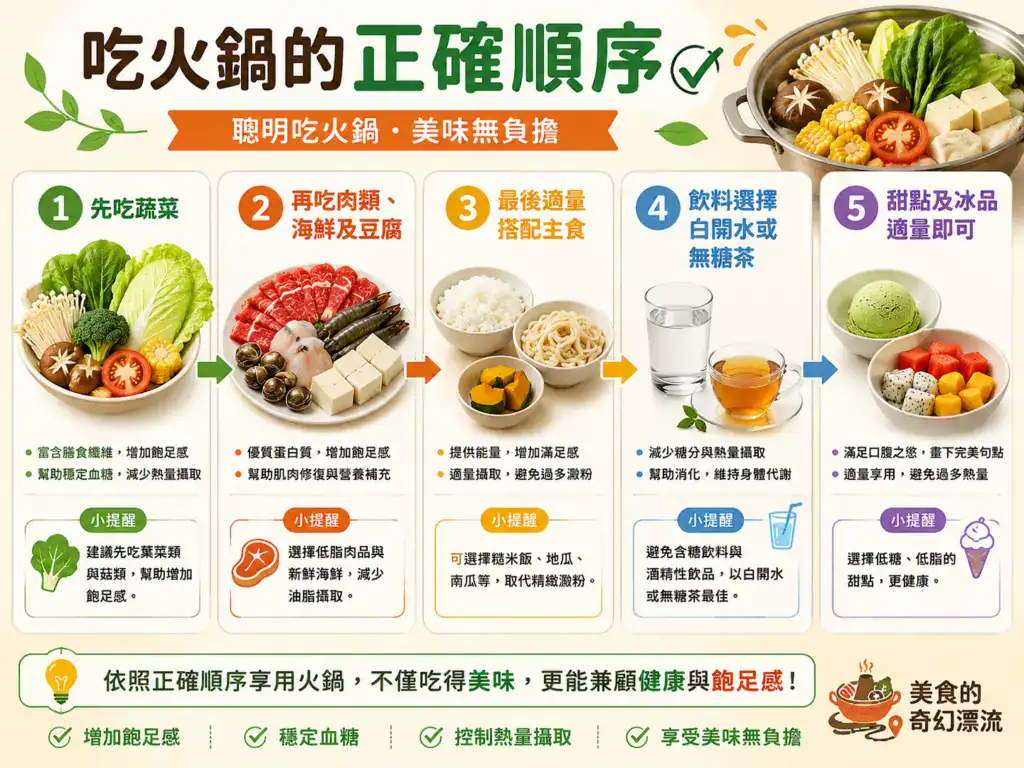 健康吃火鍋的正確順序，先吃蔬菜、蛋白質再搭配適量主食